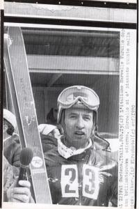 Sport invernali - Discesa libera maschile - Val Gardena - Campionati mondiali di sci alpino 1970 - Marcello Varallo al termine della gara