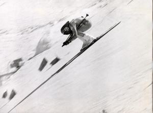 Sport invernali - Sci di velocità - Plateau Rosa-Breuil-Cervinia - Chilometro lanciato 1974 - Pino Meynet in azione