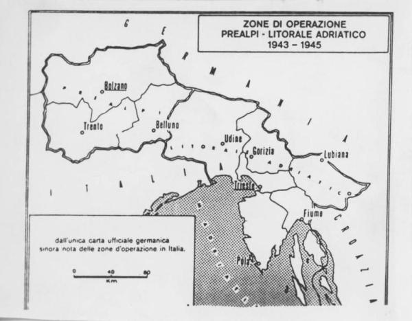 Carta topografica - Zona di operazione Prealpi - Litorale Adriatico 1943-1945 - Nazismo