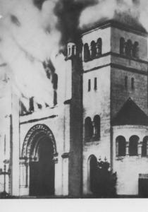 Notte dei cristalli - Germania, Baden Baden - Sinagoga incendiata - Tetto in fiamme - Antisemitismo - Nazismo