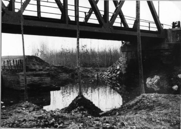 Alluvione 1953 - Fiume Oglio - Canneto sull'Oglio - Ponte ferroViario