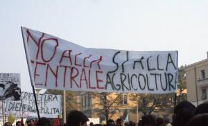 Manifestazione contro la possibile installazione di una centrale elettronucleare 1983 - Viadana - Via Alessandro Manzoni - Striscione
