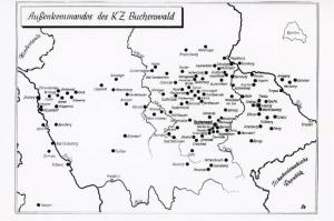 Carta topografica della Germania - Kommandos esterni del campo di concentramento di Buchenwald - Nazismo