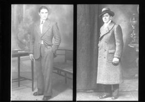Ritratto maschile di studio in posa: giovani uomini italiani a figura intera non identificati deportati e morti in un campo di concentramento nazista - Nazi-fascismo