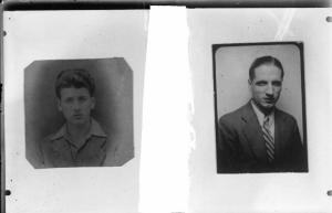 Ritratto maschile a mezzo busto: uomo e ragazzo (padre e figlio?) italiani non identificati deportati e morti in un campo di concentramento nazista - Nazi-fascismo