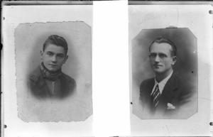 Ritratto maschile a mezzo busto: uomo e ragazzo (padre e figlio?) italiani non identificati deportati e morti in un campo di concentramento nazista - Nazi-fascismo