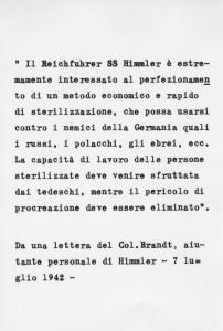 Parte di una lettera di Rudolf Brandt - Nazismo - Comunicazione tra comandanti tedeschi - Prigionia - Programmi di sterilizzazione forzata