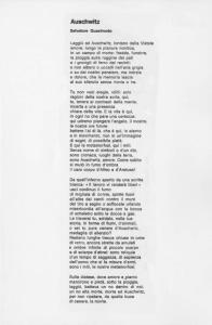 Poesia "Auschwitz" - Salvatore Quasimodo - 1954 - Poesia dedicata allo sterminio e alla Shoa - Nazismo - Campo di concentramento di Auschwitz - Deportazione - Prigionia - Morte