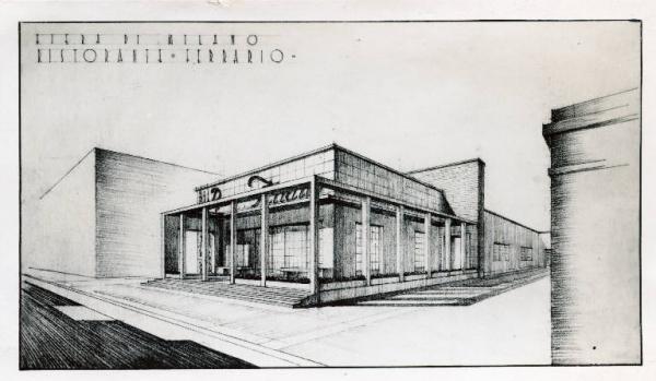 Fiera di Milano - Ristorante Ferrario - Progetto architettonico - Disegno prospettico