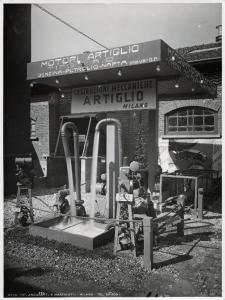 Fiera di Milano - Campionaria 1936 - Settore agricolo - Stand di motori e motopompe della ditta "Artiglio" costruzioni meccaniche