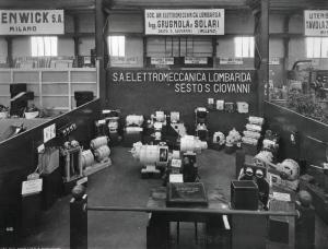 Fiera di Milano - Campionaria 1936 - Padiglione della meccanica - Stand della Soc. anonima elettromeccanica lombarda G. Grugnola & Solari