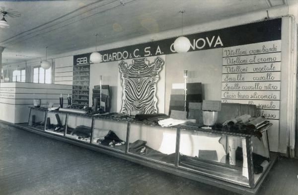 Fiera di Milano - Campionaria 1937 - Padiglione delle industrie del cuoio - Stand della S. A. Seb. Bocciardo & C.