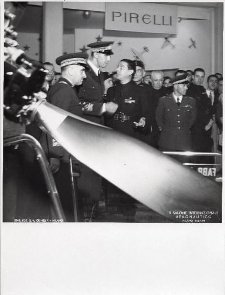 Fiera di Milano - Salone internazionale aeronautico 1937 - Visita del duca d'Aosta Amedeo di Savoia in occasione della inaugurazione