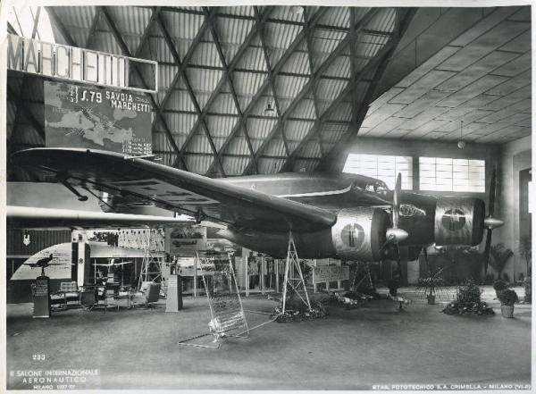 Fiera di Milano - Salone internazionale aeronautico 1937 - Settore italiano - Stand della Società italiana aeroplani idrovolanti "Savoia Marchetti" (SIAI)
