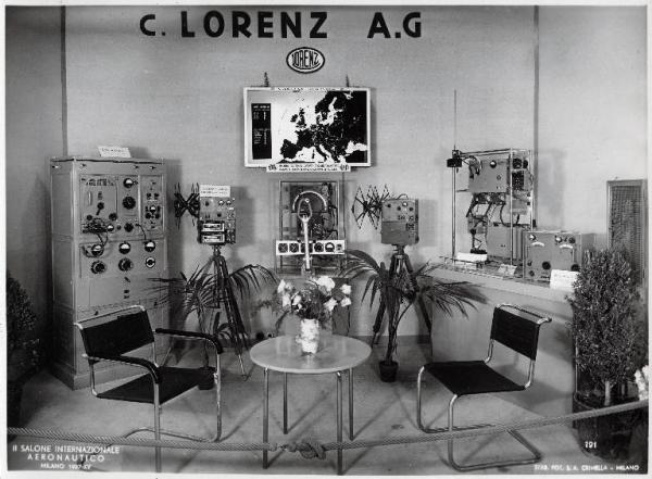 Fiera di Milano - Salone internazionale aeronautico 1937 - Settore accessori, strumenti e materie prime lavorate e semilavorate - Stand della C. Lorenz A.G.
