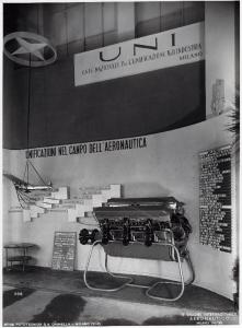 Fiera di Milano - Salone internazionale aeronautico 1937 - Stand dell'UNI (Ente nazionale per l'unificazione nell'industria)