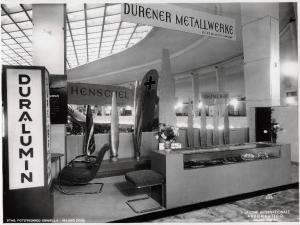 Fiera di Milano - Salone internazionale aeronautico 1937 - Settore accessori, strumenti e materie prime lavorate e semilavorate - Stand della Durener Metallwerke A.G.