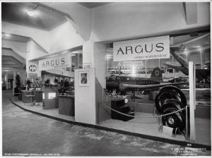 Fiera di Milano - Salone internazionale aeronautico 1937 - Settore accessori, strumenti e materie prime lavorate e semilavorate - Stand della Argus Motorengesellshaft