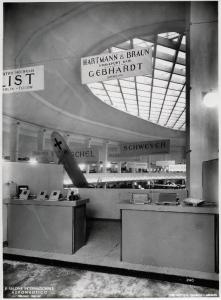 Fiera di Milano - Salone internazionale aeronautico 1937 - Settore accessori, strumenti e materie prime lavorate e semilavorate - Stand della Hartmann & Braun e Gebhardt
