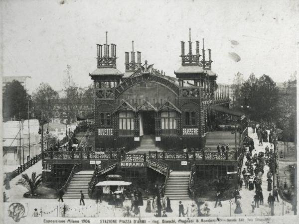 Milano - Esposizione internazionale 1906 - Stazione piazza d'armi - Esterno