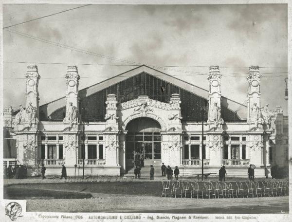 Milano - Esposizione internazionale 1906 - Padiglione dell'automobilismo e ciclismo - Esterno