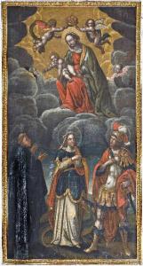 Madonna con Bambino incoronata da angeli appare a Santa Margherita tra due santi