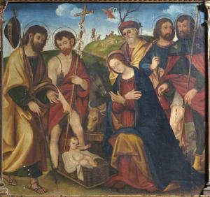 Adorazione del Bambino con la Madonna e santi