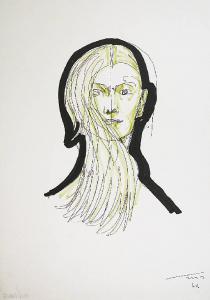 Donna con lunghi capelli biondi