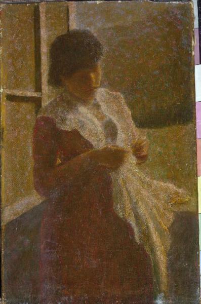 Ritratto di donna alla finestra (Ritratto di persona cara a Val di Scalve o Luisa Violini)