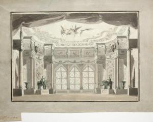 Scena raffigurante la sala nella reggia di Serpedonte