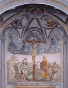 Crocifissione di Cristo con la Madonna, S. Giovanni Evangelista, S. Sebastiano, S. Francesco d'Assisi