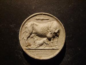 Allegoria della conquista dell'Illiria con vitello che si nutre da una mucca e una clava