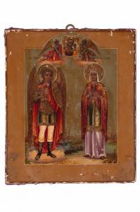 Arcangelo Michele e santa Caterina con l'icona della Madre di Dio di Kazan.