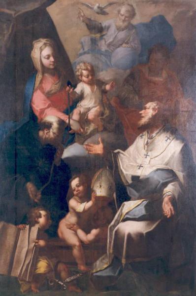 Madonna con Gesu' Bambino, San Nicola da Tolentino, San Nicola di Bari e San Fedele
