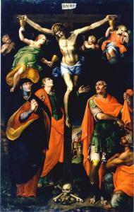 Cristo crocifisso con la Madonna, san Giovanni evangelista, san Martino e il povero