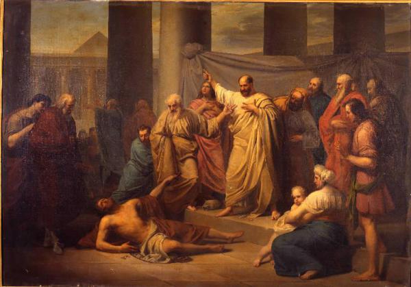 San Pietro che sgrida Anania in presenza degli Apostoli