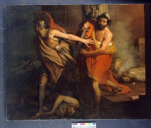 Diomede e Ulisse fuggono dopo il furto del Palladio