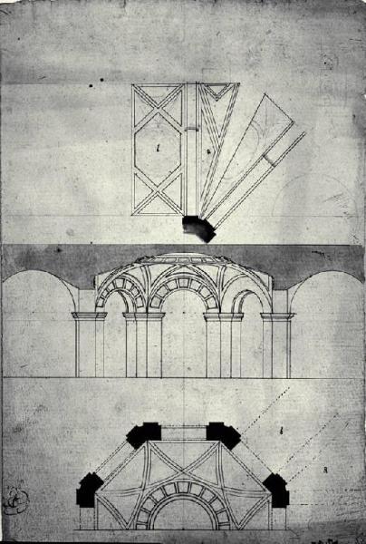 Pianta e sezione di una cappella funeraria principesca