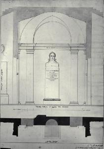 Pianta e prospetto del vestibolo d'ingresso del Palazzo di Brera a Milano con busto in onore di Ferdinando I