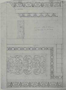 Decorazione della mensola e del soffitto del balcone per la fronte del Duomo di Milano