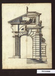 Prospetti di Porta Pia e della porta del giardino Sforza a Roma