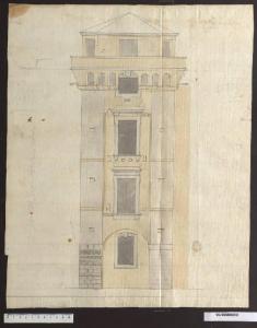 Prospetto della torre di palazzo Sardini a Lucca