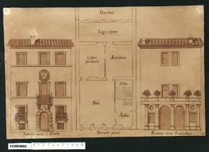 Prospetti e pianta del primo piano della casa di Giovanni Battista Gisleni a Roma