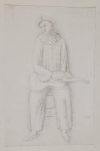 Arlecchino seduto con chitarra