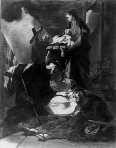 Madonna con Gesù Bambino venerata da quattro Santi Francescani