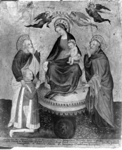 Matteo Attendolo Bolognini presentato alla Madonna col Bambino dai santi Giovanni Evangelista e Antonio abate