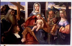 Madonna con Bambino, sant'Andrea, san Nicola di Bari, santa Caterina d'Alessandria e donatore