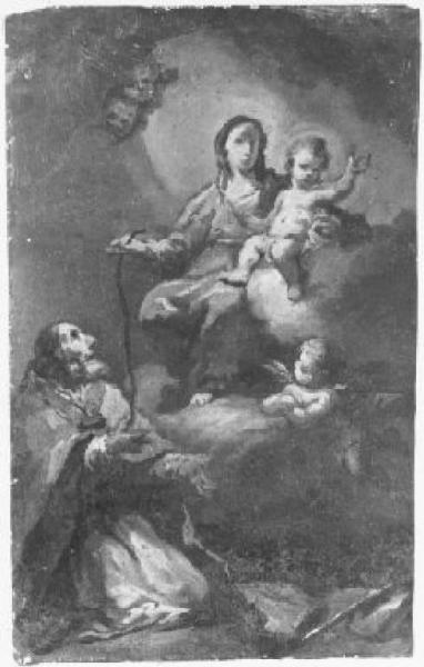 Madonna del Carmelo che offre lo scapolare a Santo Vescovo
