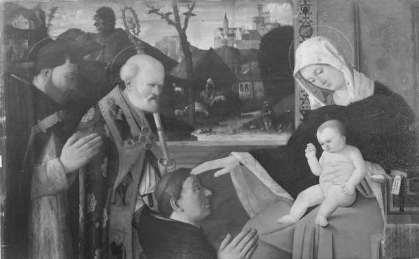 Madonna con Bambino, San Pietro Martire, San Nicola di Bari e donatore