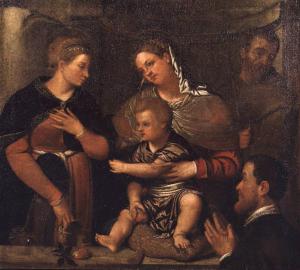 Madonna con Bambino tra Santa Caterina d'Alessandria, San Francesco d'Assisi e devoto